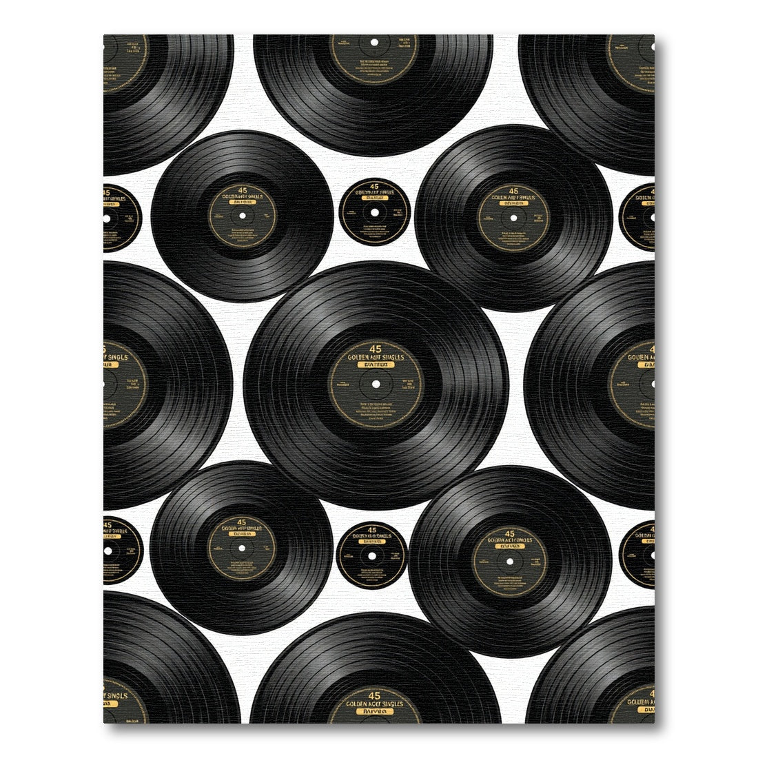 Retro Black Vinyl Record Collage Rug