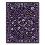 Dark Purple Floral Trellis Aubergine Rug