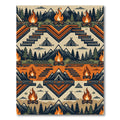 Geometric Mountain Campfire Earth Tone Textile Rug