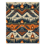 Geometric Mountain Campfire Earth Tone Textile Rug