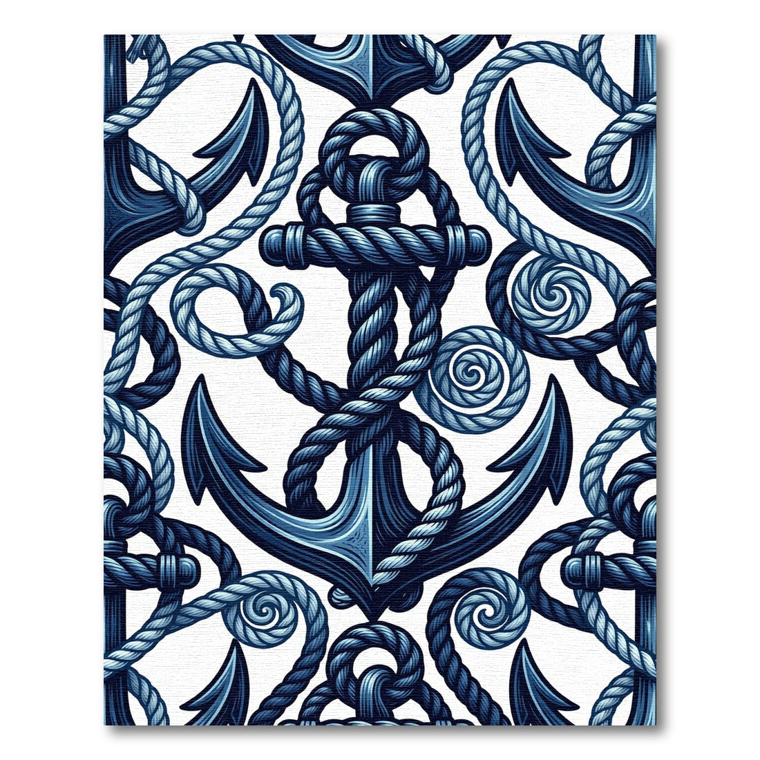 Indigo Nautical Anchor Rope Weave Rug