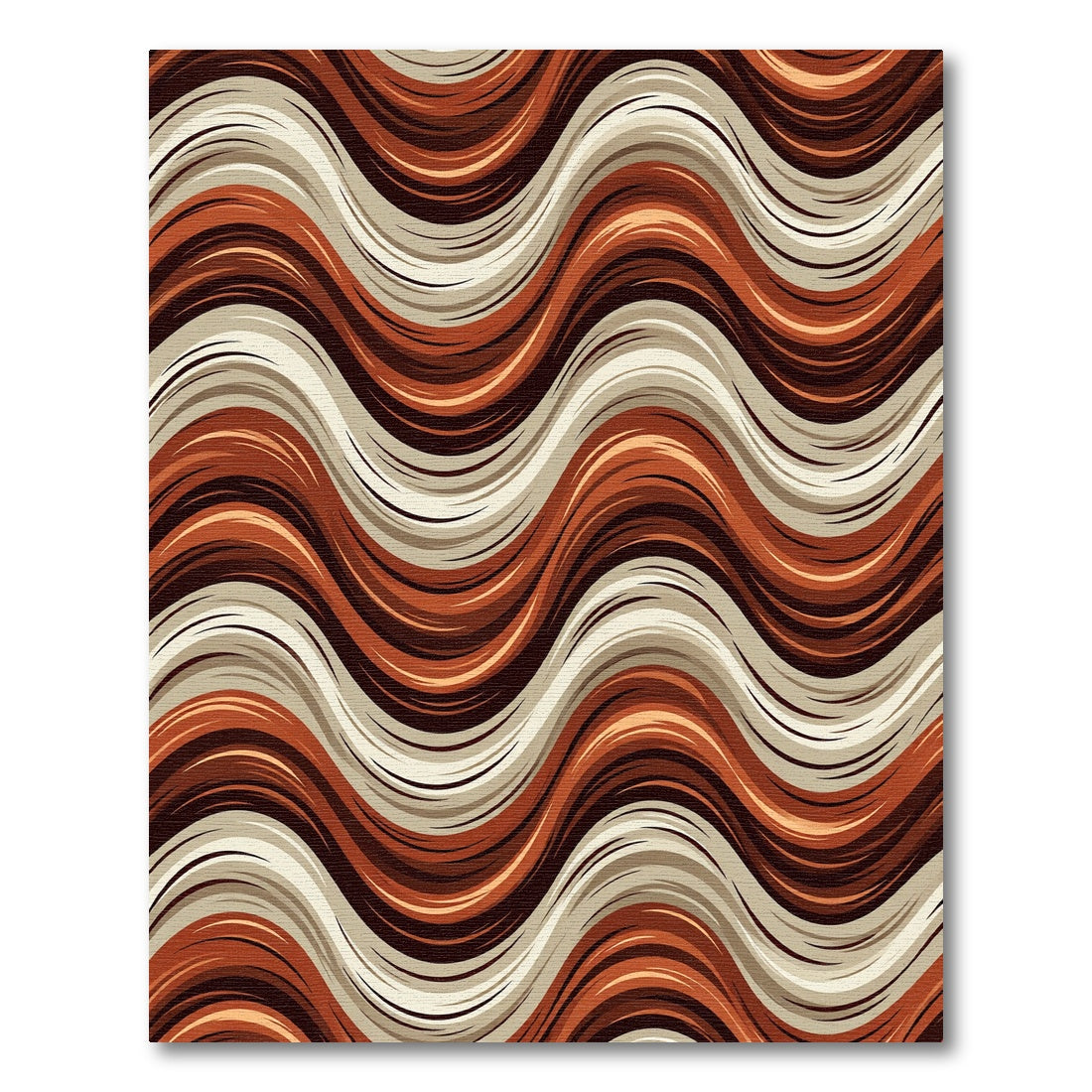 Earthy Brown And Cream Wavy Stripes Rug