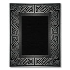 Silver Gray Geometric Interlocking Band Rug