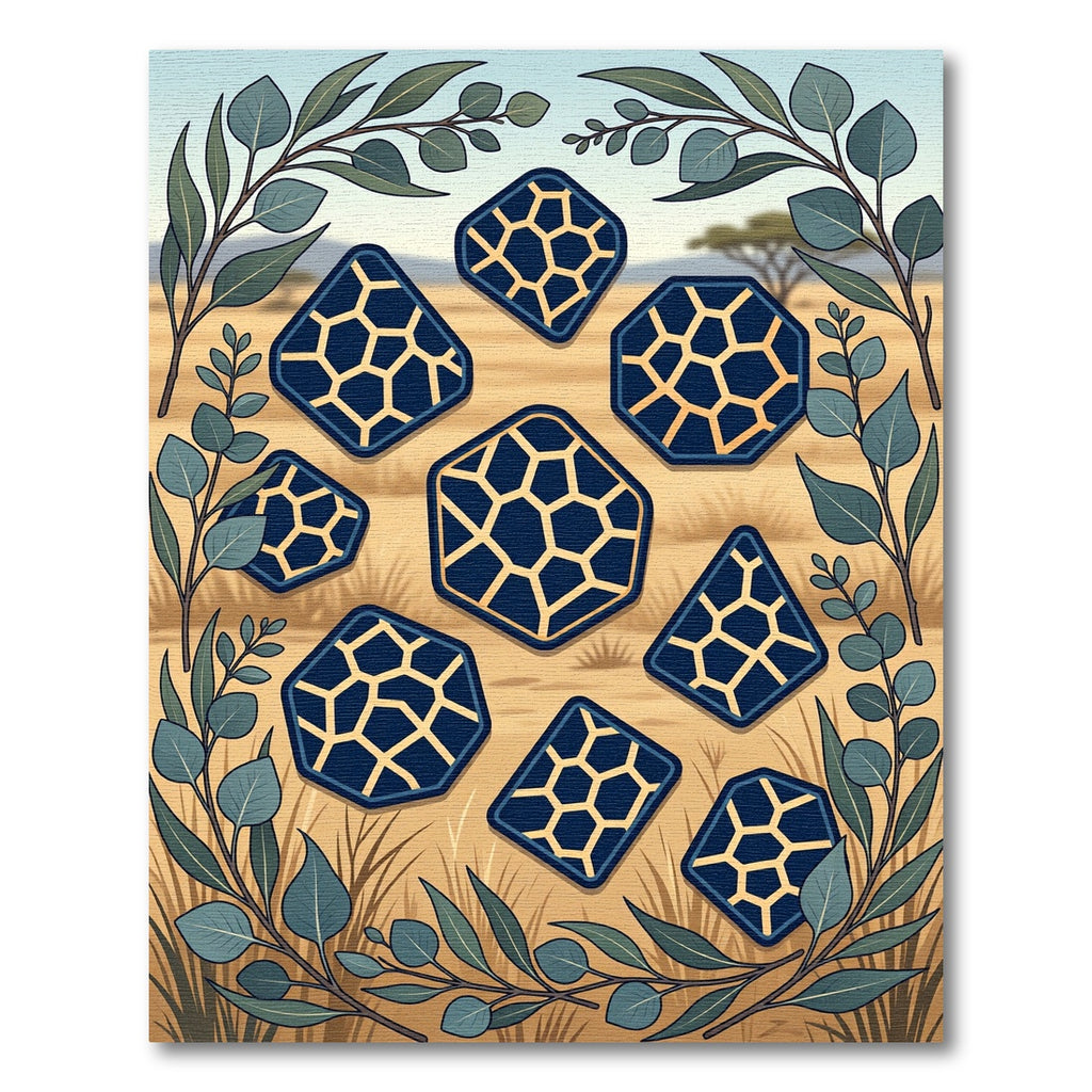 Navy Blue Geometric Hexagon Safari Mosaic Rug
