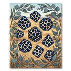 Navy Blue Geometric Hexagon Safari Mosaic Rug