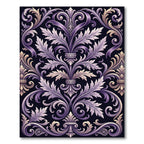 Ornate Purple and Gold Acanthus Scroll Rug