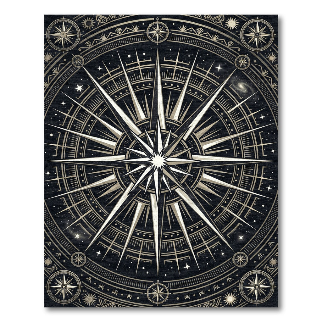 Celestial Gold Astral Compass Mandala Rug