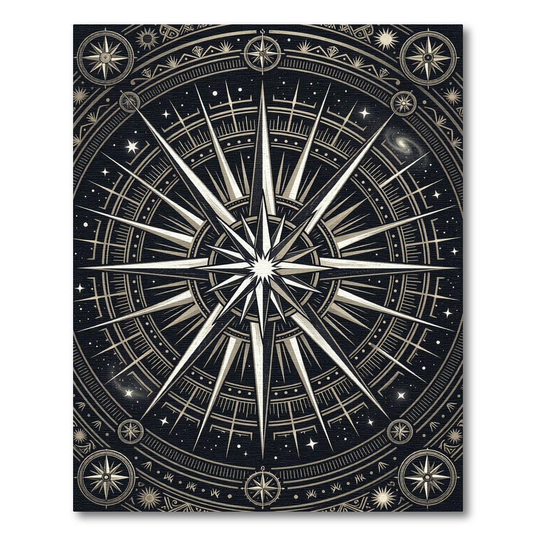 Celestial Gold Astral Compass Mandala Rug