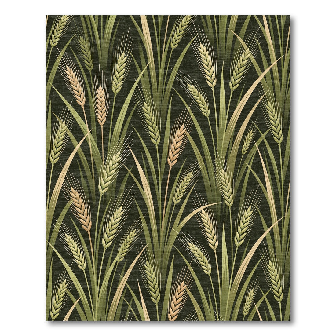 Botanical Golden Wheat Stalk Forest Dark Background Rug