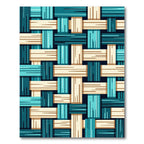 Teal Tan Woven Interlock Rug