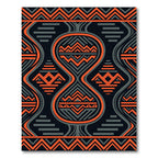Bold Orange Charcoal Symmetric Tribal Geometric Rug