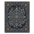 Intricate Silver Floral Vines Rug