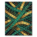 Modern Green and Gold Financial Ticker Rug