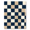 Modern Navy and Beige Checkered Grid Rug