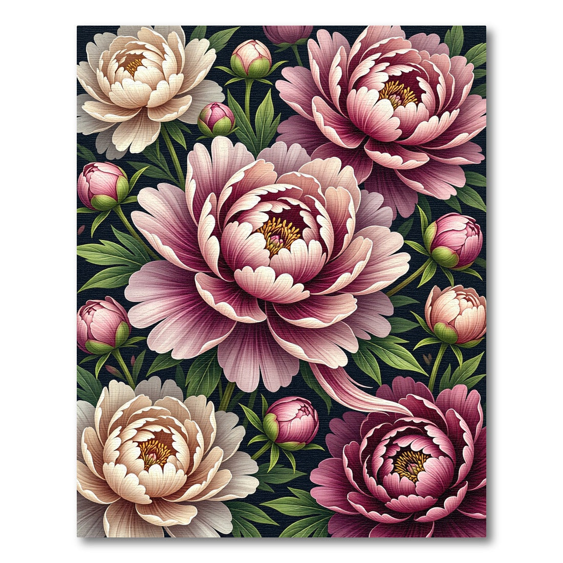 Rich Plum Pink Peony Floral Explosion Rug