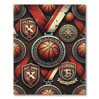 Vintage Basketball Emblem Medallion Rug