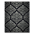 Elegant Black Scrollwork Fleur-de-lis Rug