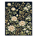 Cream Floral Vine Garden Rug