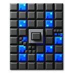 Modern Electric Blue Geometric Grid Rug