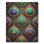 Ornate Jewel Tone Mandala Cross Tapestry Rug