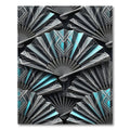 Art Deco Teal Geometric Fan Arrangement Rug