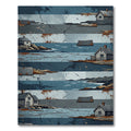 Rustic Coastal Cabin Striped Landscape Rug