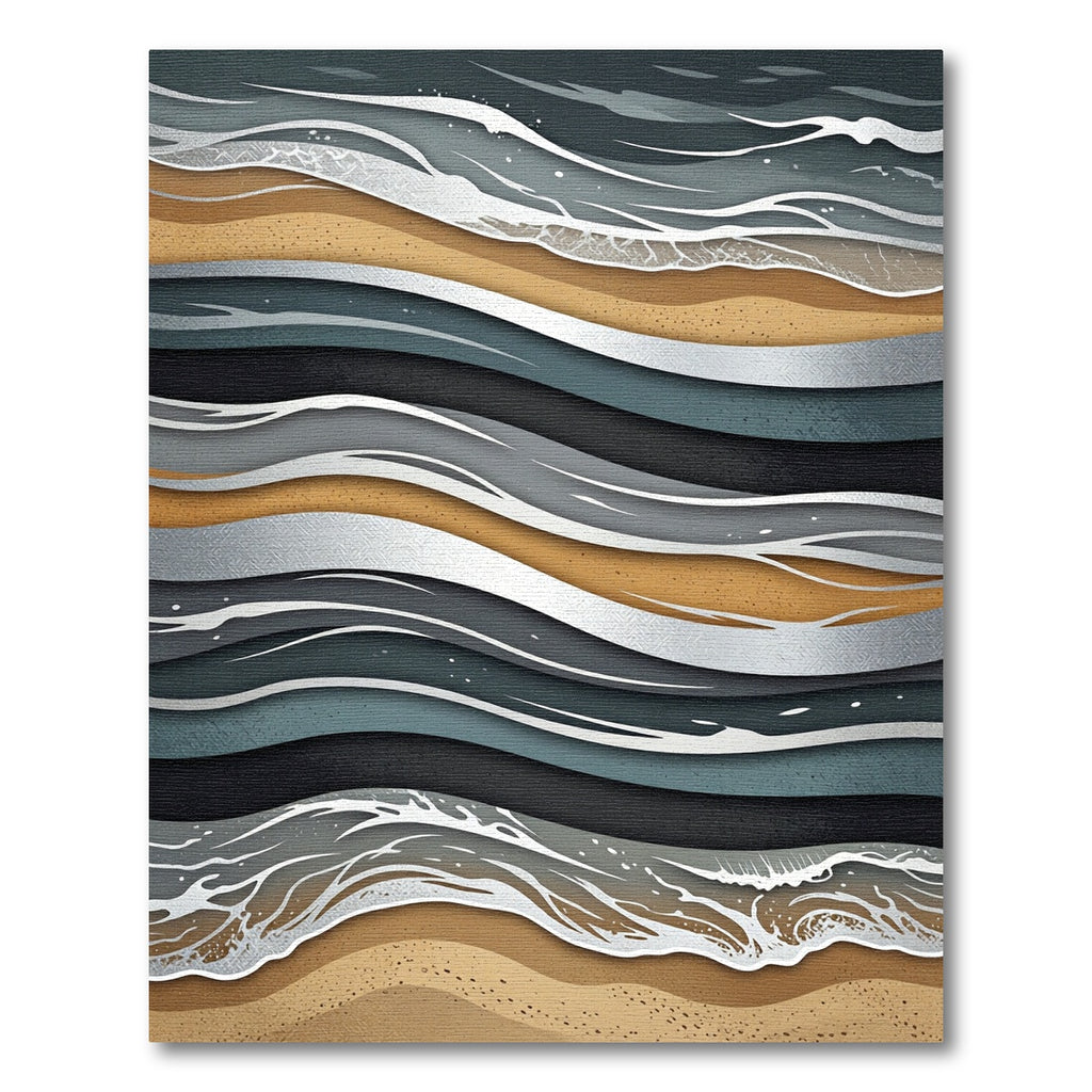 Modern Abstract Golden Sand Tidal Wave Rug