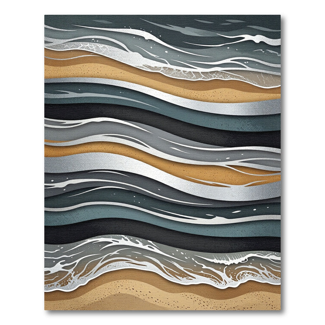 Modern Abstract Golden Sand Tidal Wave Rug
