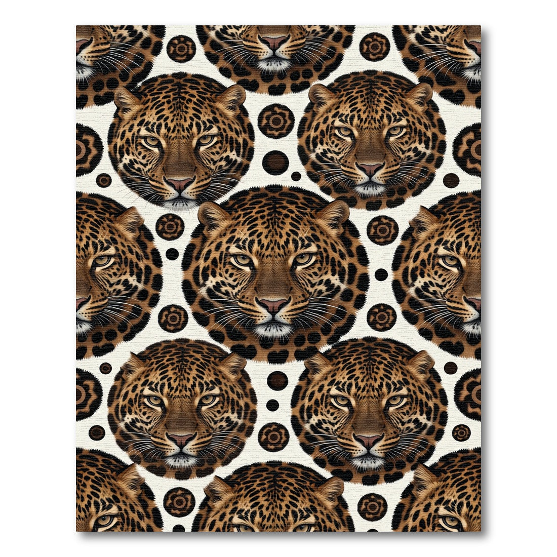 Leopard Face Seamless Cream Spotted Rug