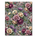 Rich Plum Rose Blossom Bouquet Rug
