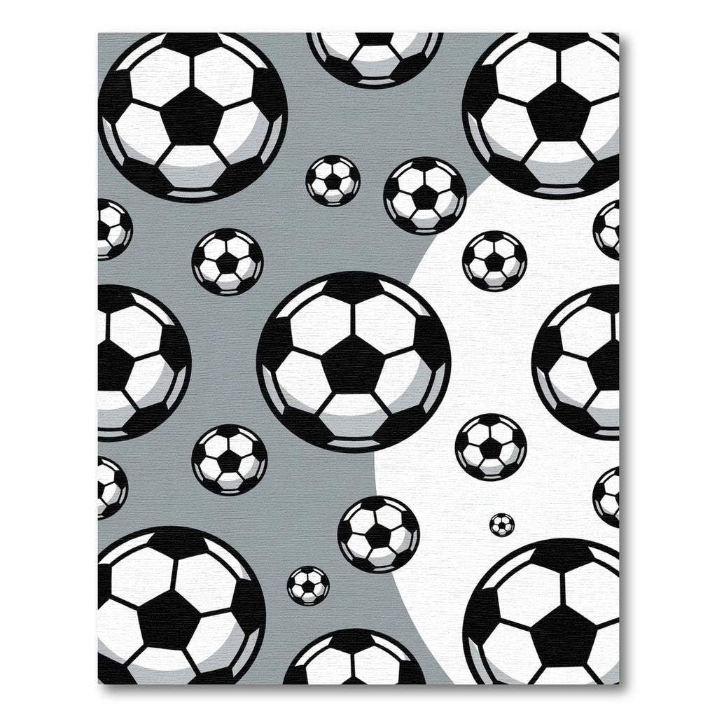 Monochrome Soccer Ball Floating Graphic Rug