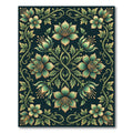 Emerald Botanical Floral Symmetry Art Rug