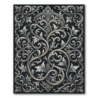 Elegant Silver Filigree Scroll Tapestry Rug