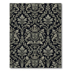 Classic Charcoal Crest Damask Scroll Rug