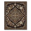 Ornate Chocolate Floral Diamond Damask Rug