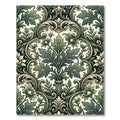 Elegant Sage Damask Scroll Leaf Illustration Rug