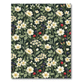 Botanical Blackberry White Wildflower Dark Canvas Rug