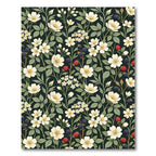 Botanical Blackberry White Wildflower Dark Canvas Rug