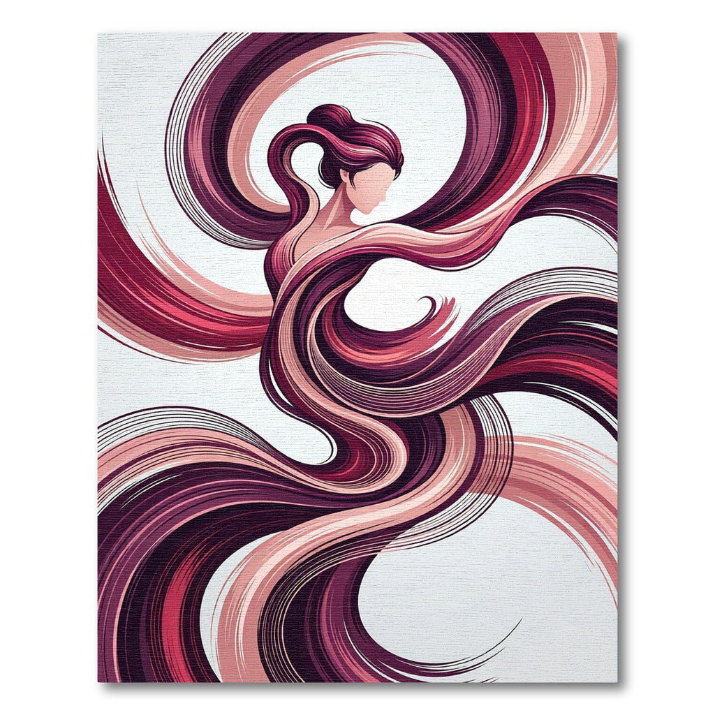 Crimson Swirls Woman Portrait Rug
