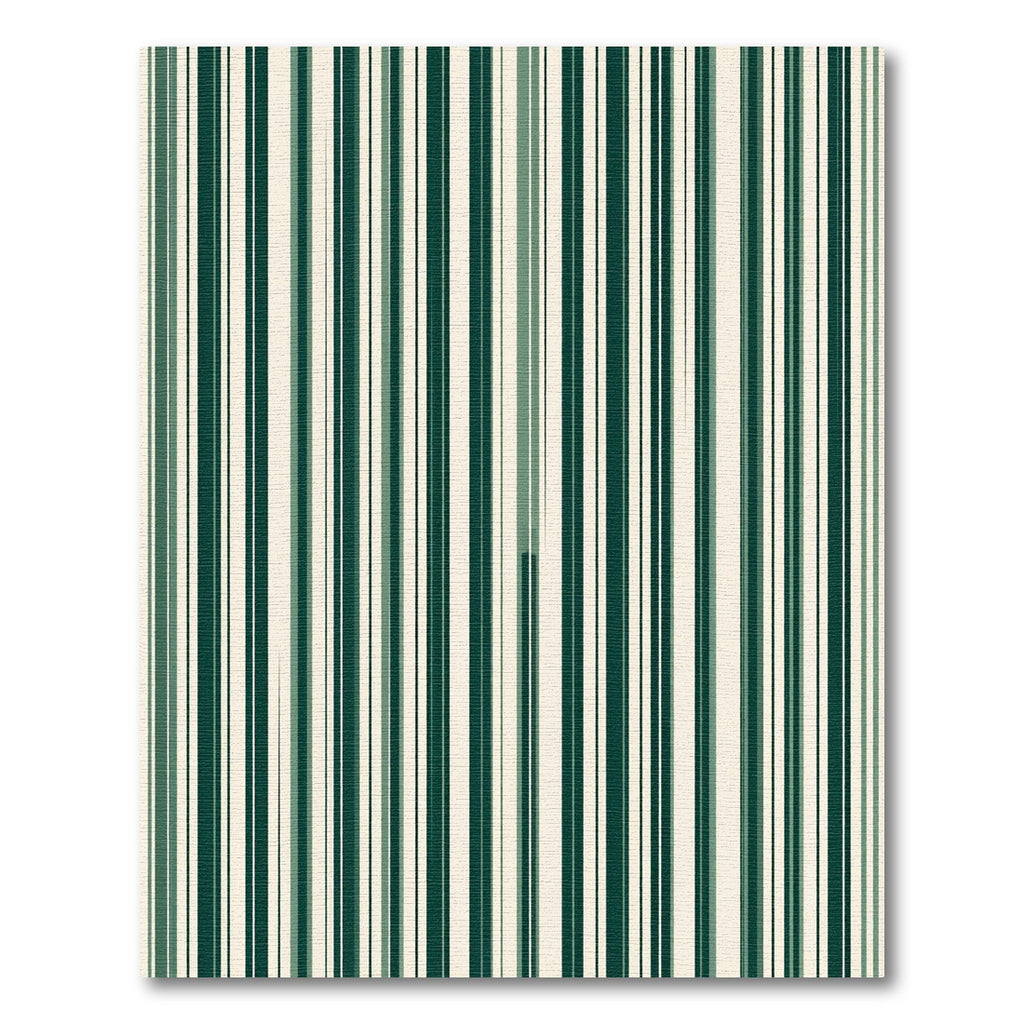 Dark Green Cream Vertical Stripe Rug