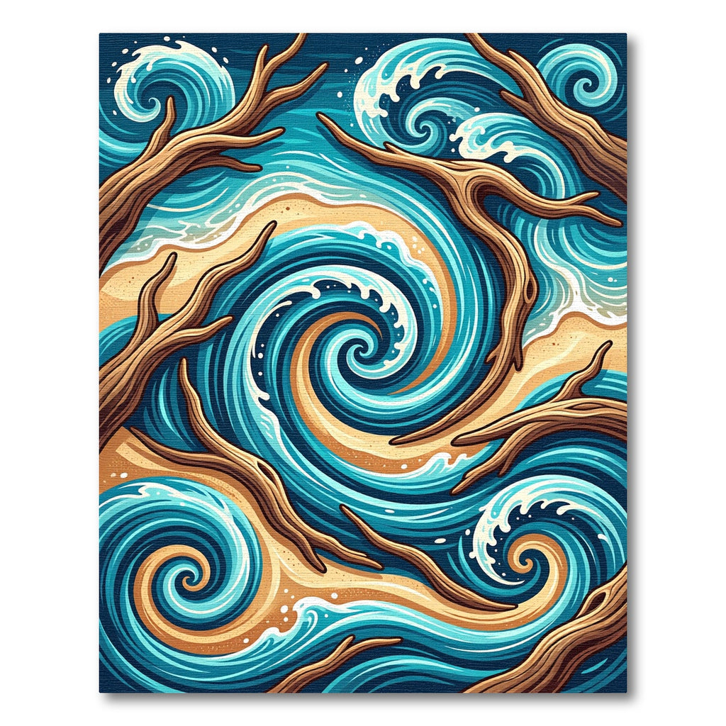Coastal Swirl Ocean Shore Wave Art Rug