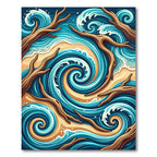 Coastal Swirl Ocean Shore Wave Art Rug