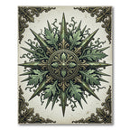 Ornate Sage Botanical Compass Medallion Rug