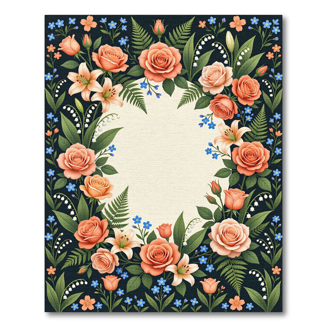 Coral Peach Floral Lily Garden Rug