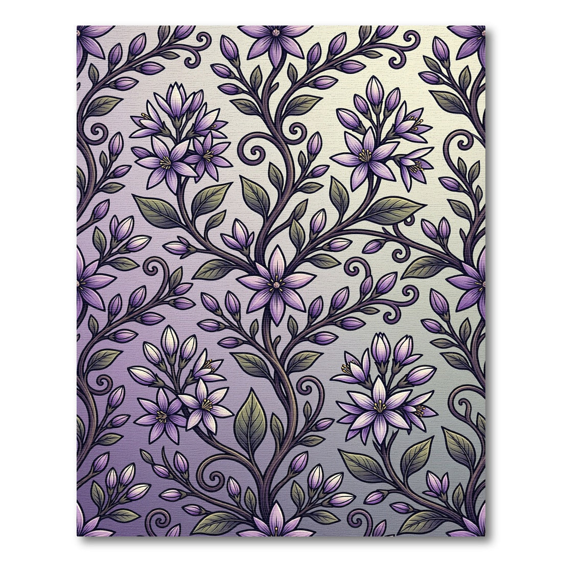 Elegant Lavender Botanical Scroll Garden Rug