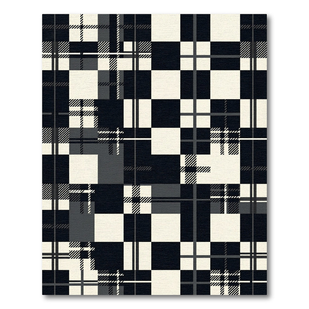 Modern Monochrome Mixed Plaid Checkered Rug