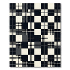 Modern Monochrome Mixed Plaid Checkered Rug