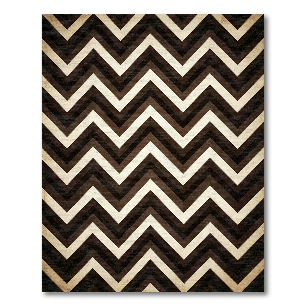 Vintage Sepia Zigzag Chevron Stripe Rug