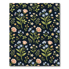 Peach and Blue Floral Botanical Print Rug