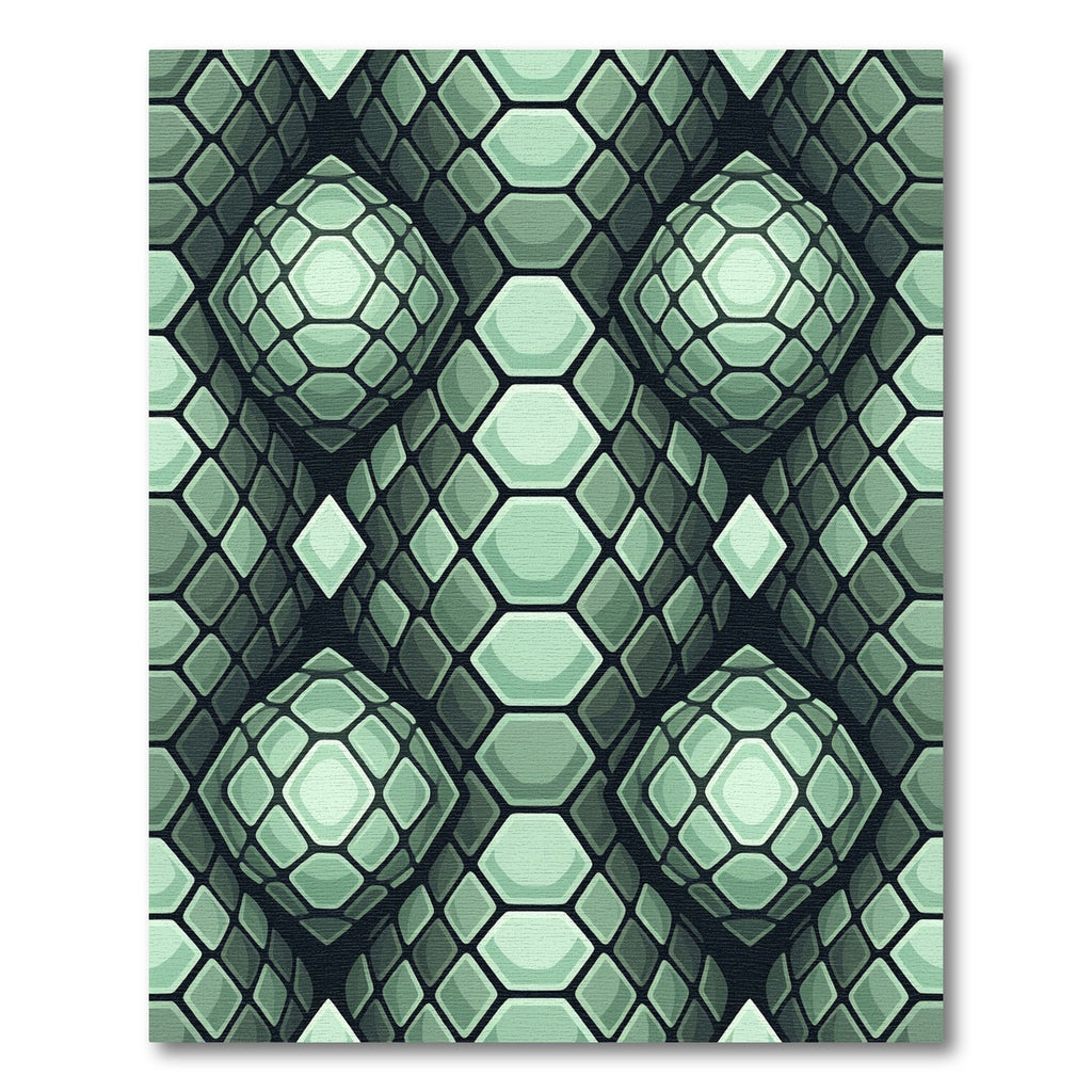 Geometric Emerald Reptile Scale Sphere Rug